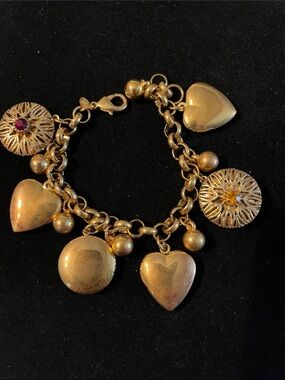 Joan Rivers Gold-Tone Heart & Disc Charm Bracelet